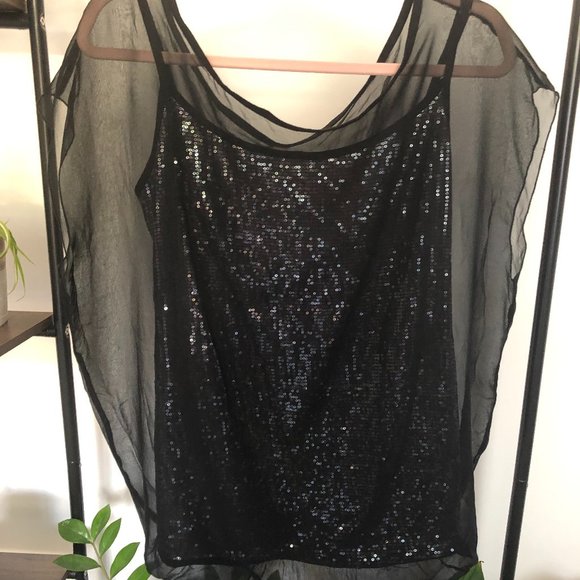 Bailey 44 Sequin blouse with sheer overlay - Picture 2 of 5